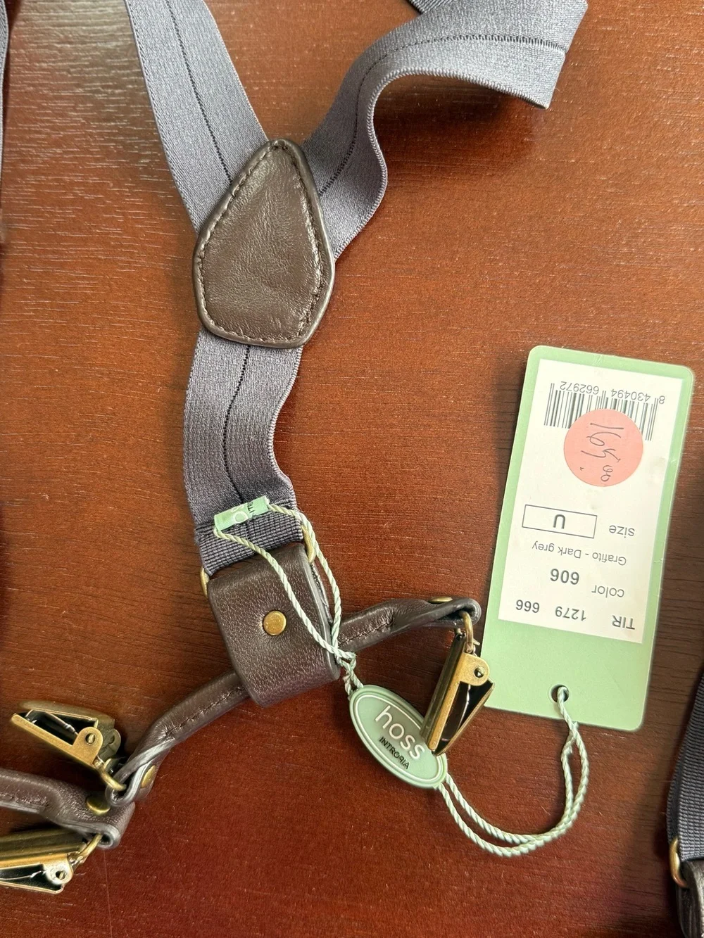 Gray Women's Suspenders with Gold Hardware